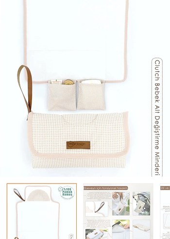 Pastel Beyaz Kareli Bebek Çantası - Görsel 3