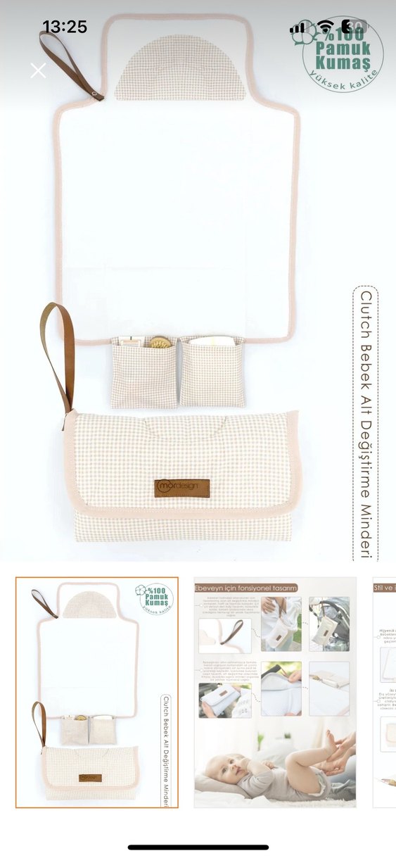 Pastel Beyaz Kareli Bebek Çantası - Görsel 3