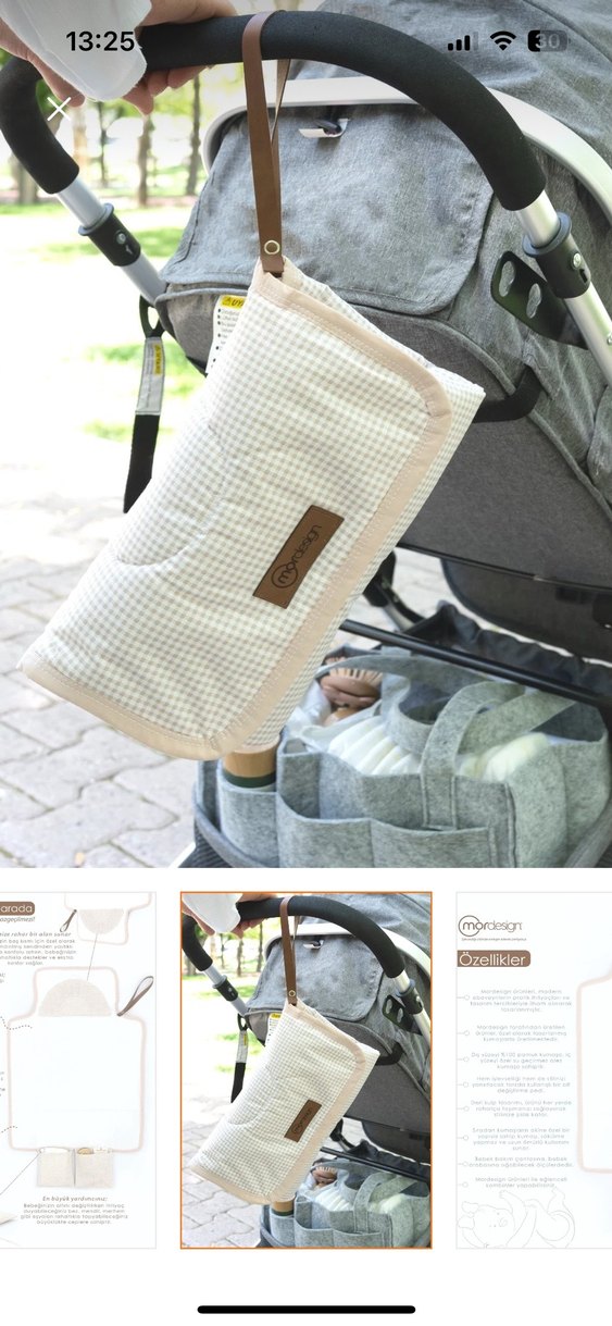 Pastel Beyaz Kareli Bebek Çantası - Görsel 2