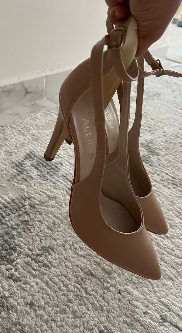 Bej Deri Tokalı Stiletto Kadın Topuklu Ayakkabı - Görsel 5