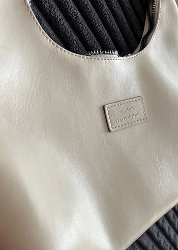 Bej Deri Fermuarlı Kadın Çanta - Görsel 7