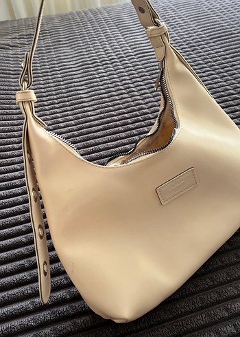 Bej Deri Fermuarlı Kadın Çanta - Görsel 5