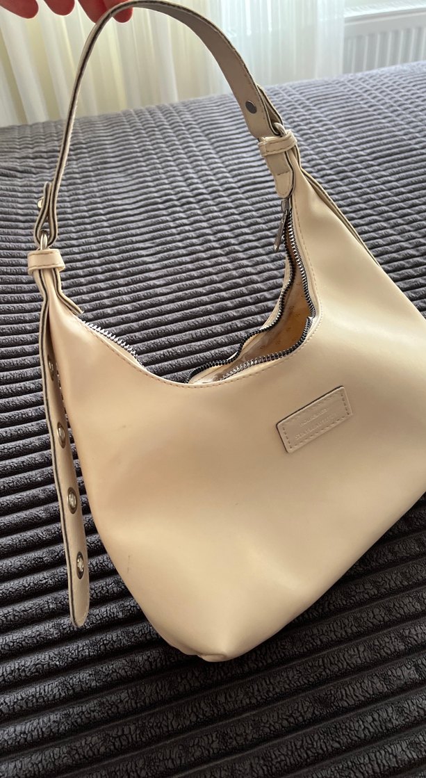 Bej Deri Fermuarlı Kadın Çanta - Görsel 5