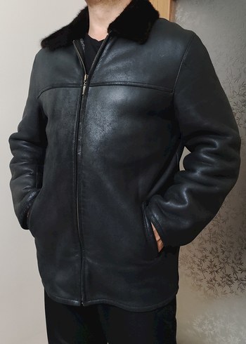 Diğer hakiki Napa deri kaban shearling