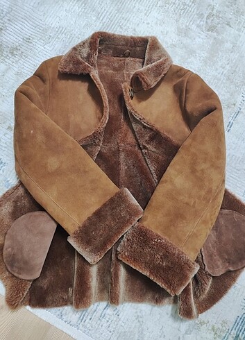 l Beden camel Renk Hakiki Nubuk Napa deri kaban shearling