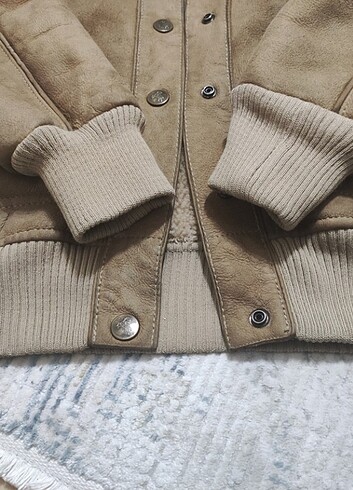 s Beden camel Renk Hakiki nubuk Napa deri mont shearling