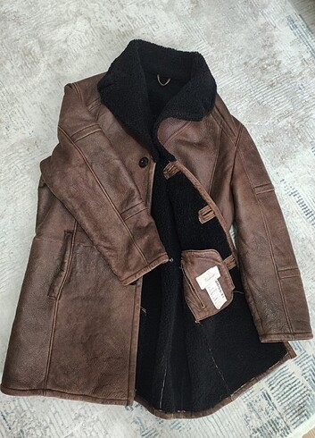 Hakiki Napa deri kaban shearling 