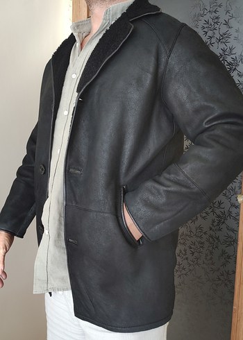 m Beden siyah Renk hakiki Napa deri kaban shearling