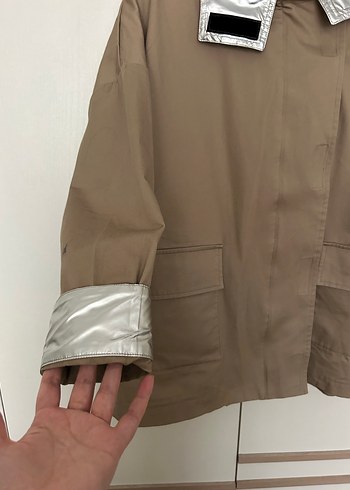 Twist Bej Kadın Midi Ceket Metal Detaylı