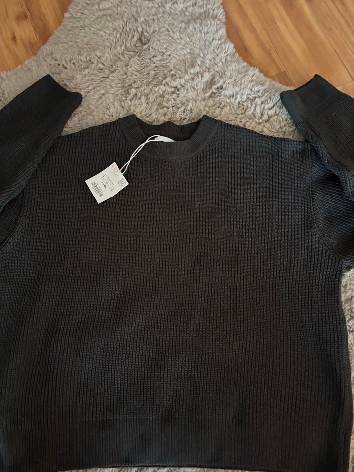 Gri Erkek Uzun Kollu Yün Kazak - Görsel 2