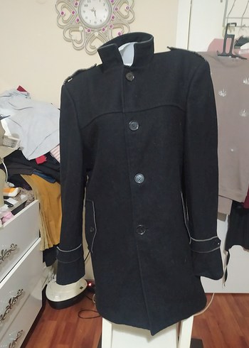 Düğmeli Siyah Erkek Midi Kaban - Görsel 3