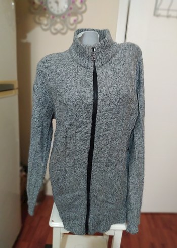 Gri Örgü  Hırka Yüksek Yaka - Görsel 5