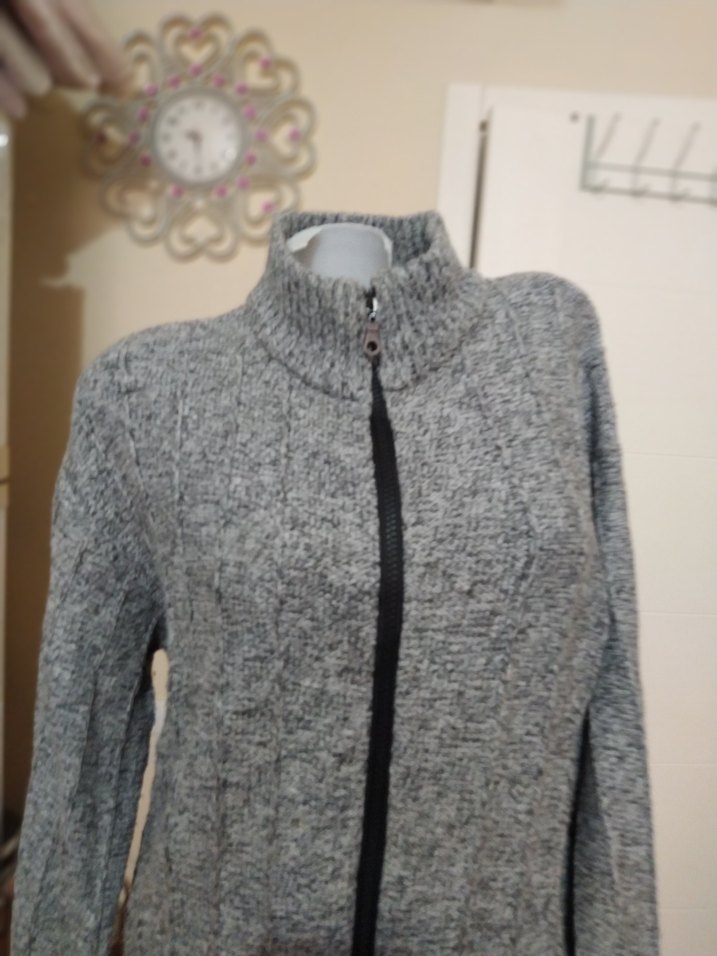 Gri Örgü  Hırka Yüksek Yaka - Görsel 3