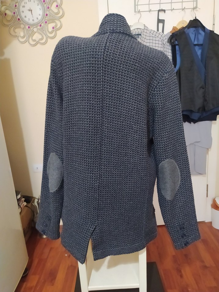 Gri Düğmeli  Triko Midi Ceket - Görsel 4