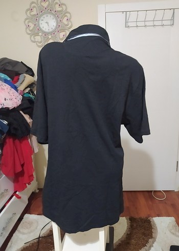 46 Beden Siyah Erkek Polo Tişört, Kısa Kollu, Bol Kesim