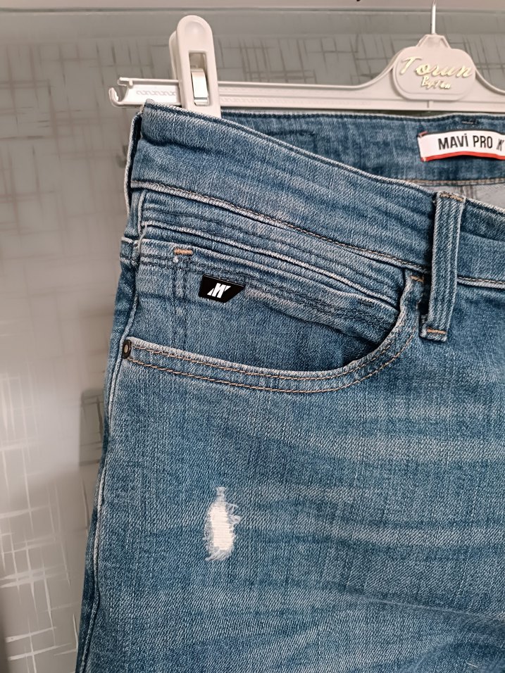 Erkek Mavi Denim Regular Fit Yırtık Jean - Görsel 4