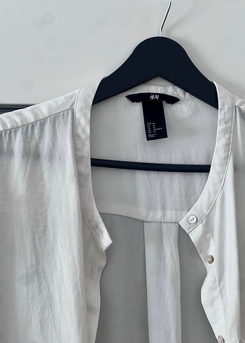 H&M Beyaz Düğmeli Kadın Gömlek - Görsel 5
