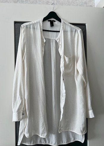 H&M Beyaz Düğmeli Kadın Gömlek - Görsel 4