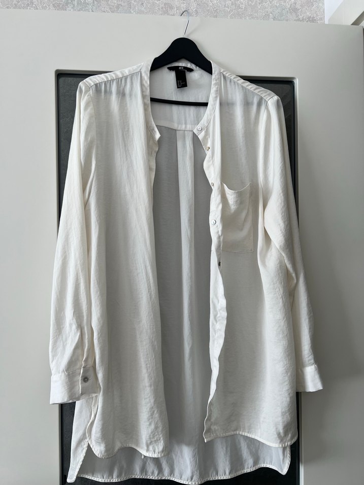 H&M Beyaz Düğmeli Kadın Gömlek - Görsel 4