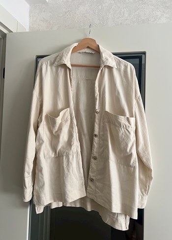 Krem Renk Düğmeli Kadın Gömlek - Görsel 3