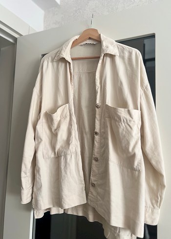 Krem Renk Düğmeli Kadın Gömlek - Görsel 5