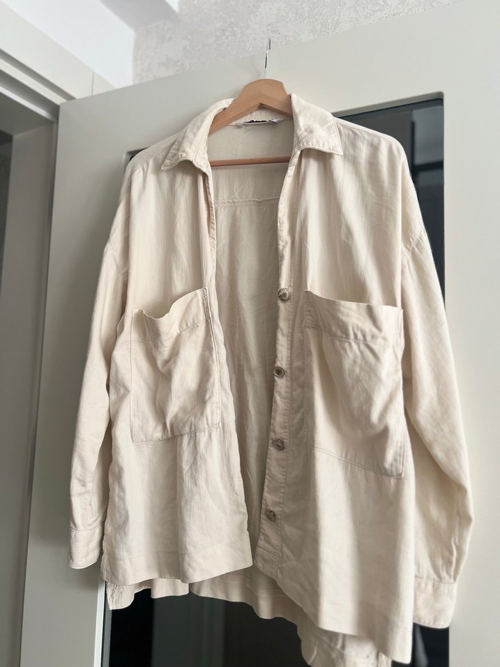 Krem Renk Düğmeli Kadın Gömlek - Görsel 5