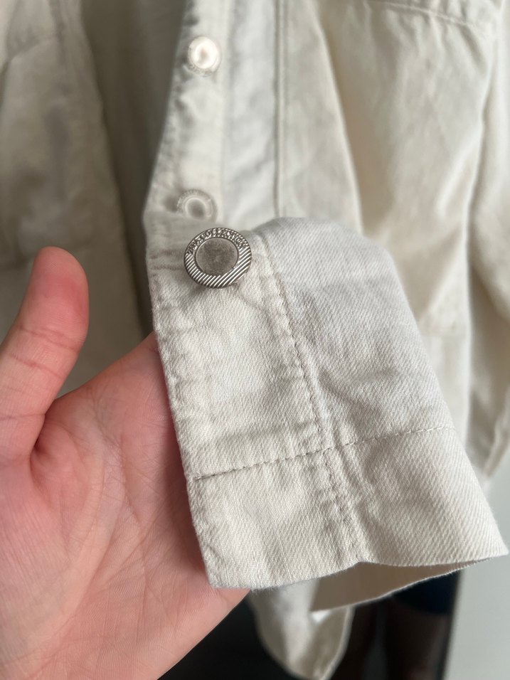 Krem Renk Düğmeli Kadın Gömlek - Görsel 2