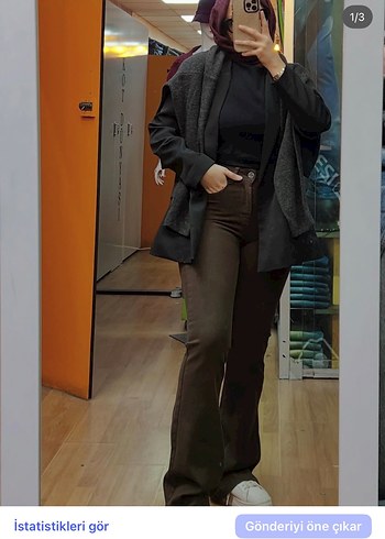 Le carte Acı Kahverengi İspanyol Paça Pantolon - Görsel 3