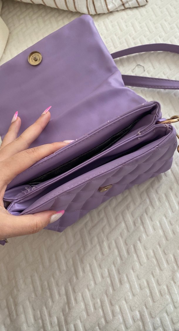 Mor Kapitone Desenli Kadın Çanta - Görsel 4