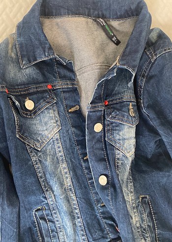 Kadın Mavi Düğmeli Denim Ceket - Görsel 2