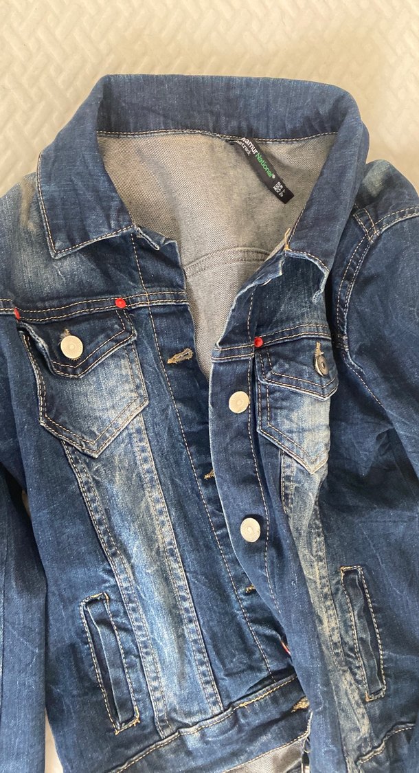 Kadın Mavi Düğmeli Denim Ceket - Görsel 2