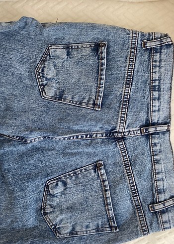 Geniş Kesim Mavi Midi Kot Pantolon - Görsel 4