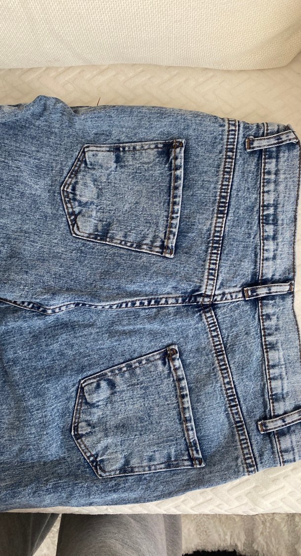 Geniş Kesim Mavi Midi Kot Pantolon - Görsel 4