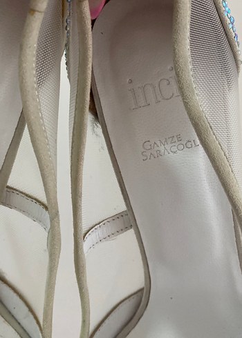 Beyaz Payetli İnce Topuklu Kadın Abiye Ayakkabı - Görsel 4