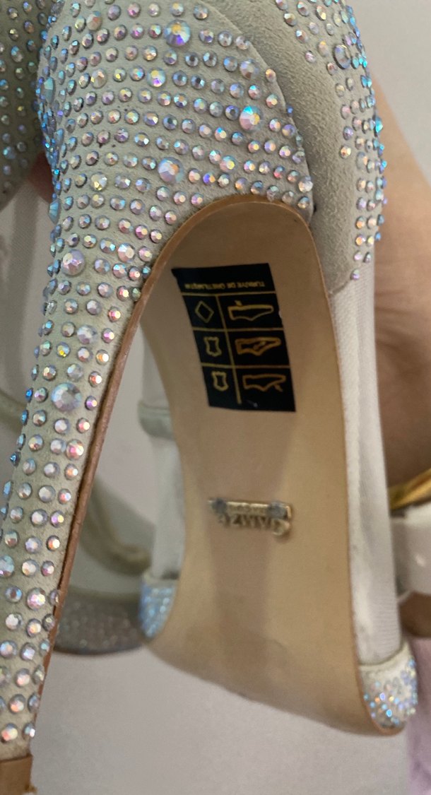 Beyaz Payetli İnce Topuklu Kadın Abiye Ayakkabı - Görsel 3