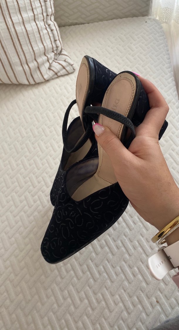 Siyah Yılan Desenli Tokalı Topuklu Kadın Ayakkabı - Görsel 2