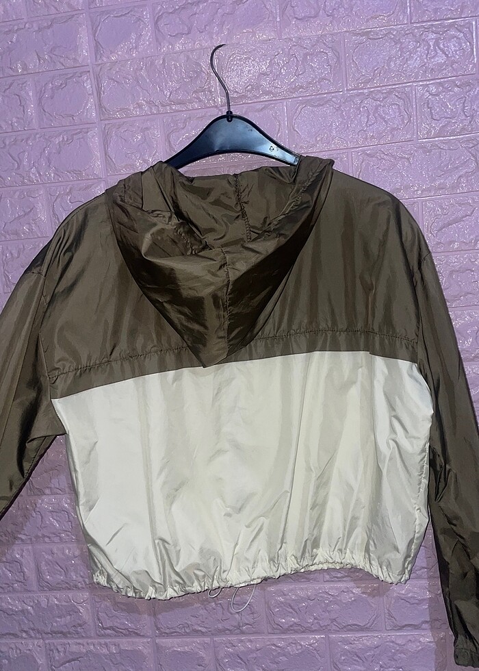 Yağmurluk ince ceket fermuarlı beli lastikli orta boy kapüşonlu  - Görsel 4