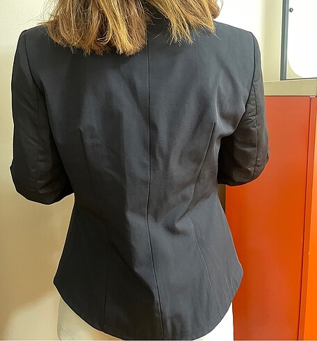 Siyah Blazer Ceket vatkalı ofis giyim şık kumaş ceket - Görsel 3