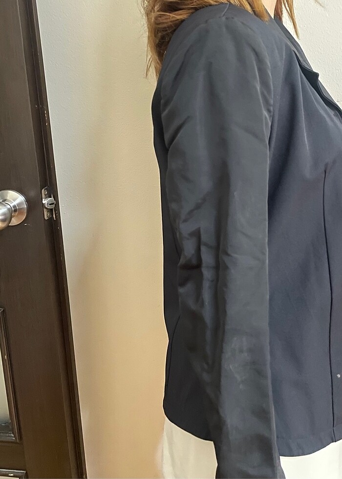 Siyah Blazer Ceket vatkalı ofis giyim şık kumaş ceket - Görsel 2