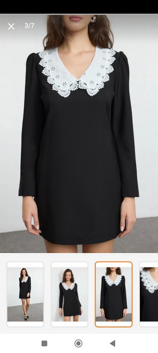 V Yaka Siyah Midi Elbise - Görsel 2