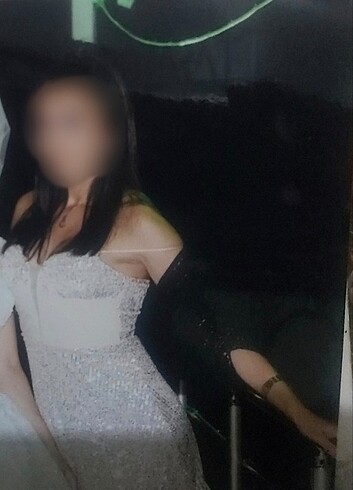 Gümüş Payetli Abiye Elbise - Görsel 3