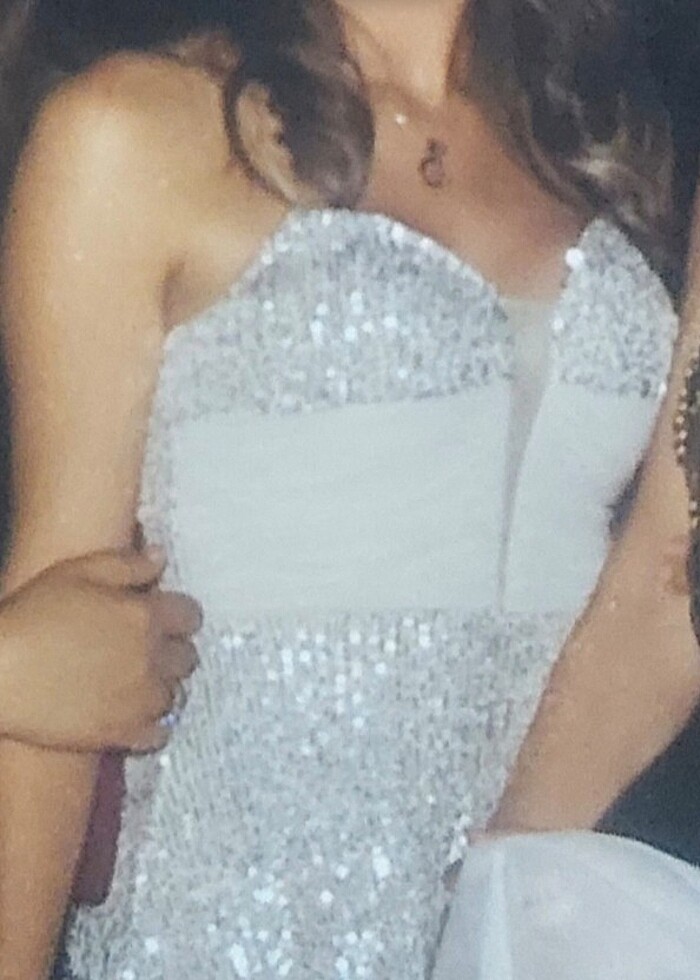 Gümüş Payetli Abiye Elbise - Görsel 4