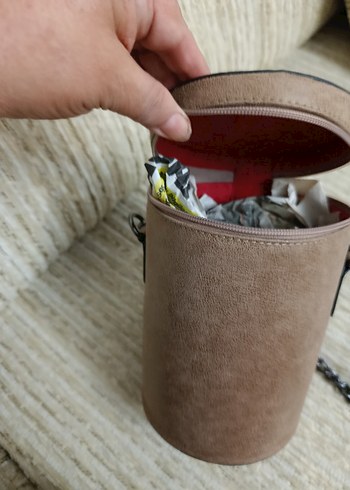 Diğer Bej Deri Fermuarlı Kadın Çantası