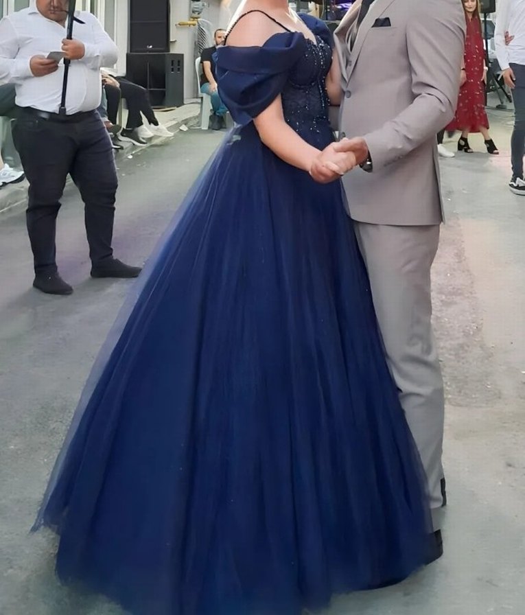 Lacivert Straplez Uzun Abiye Elbise - Görsel 2