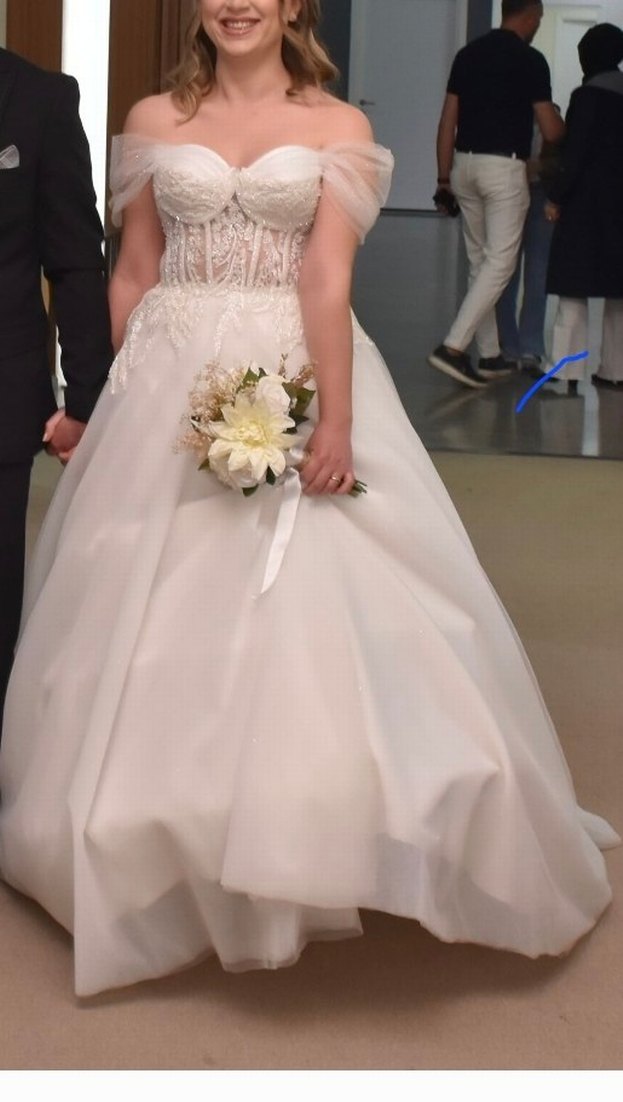 Straplez Bohem A Kesim Uzun Gelinlik - Görsel 4