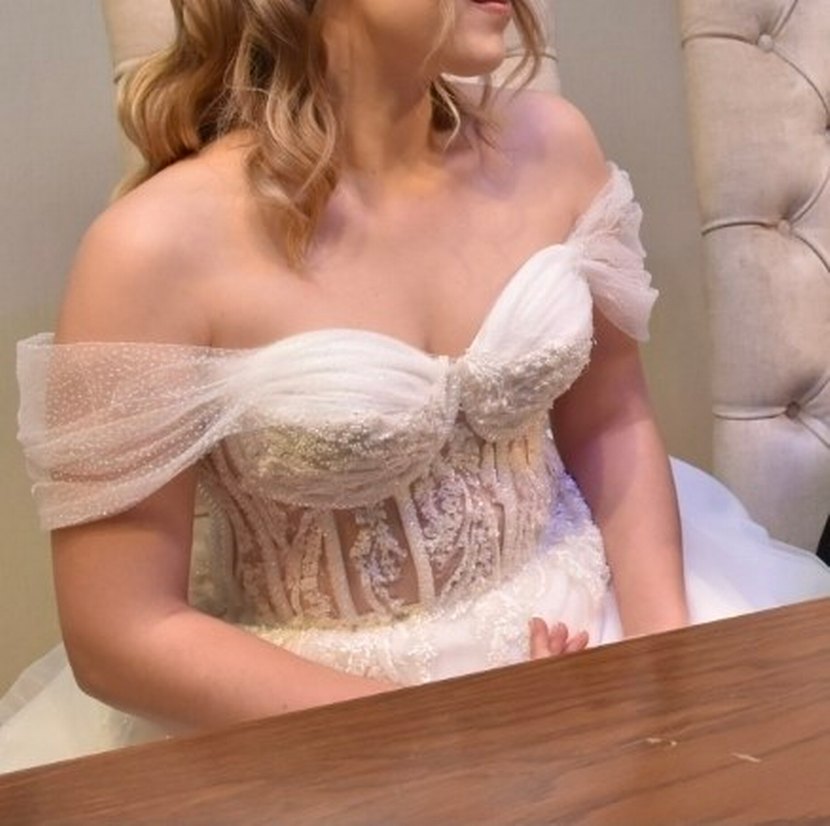 Straplez Bohem A Kesim Uzun Gelinlik - Görsel 2