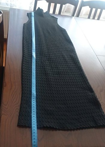 sıfır.Siyah Kadın Fitilli Boğazlı Triko Elbise - Görsel 4