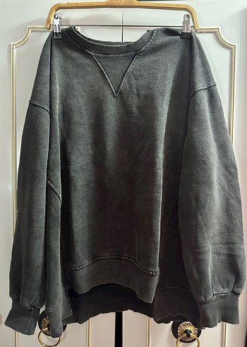 antrasit Oversize Denim Sweatshirt - Görsel 3