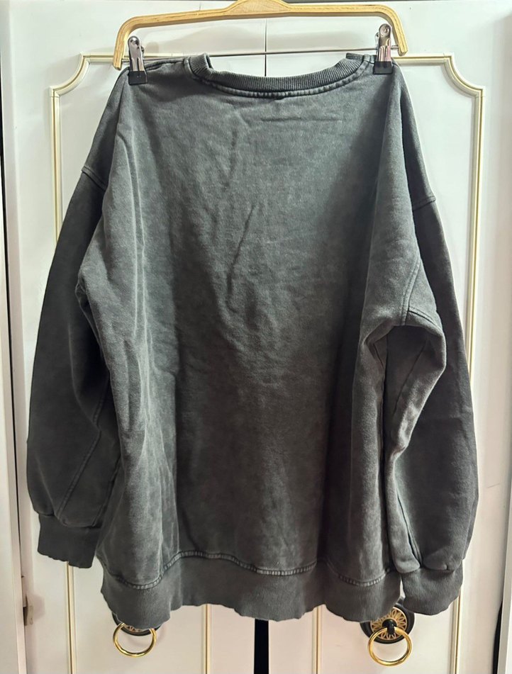 antrasit Oversize Denim Sweatshirt - Görsel 4
