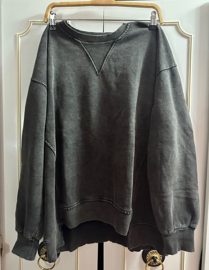 antrasit Oversize Denim Sweatshirt - Görsel 3